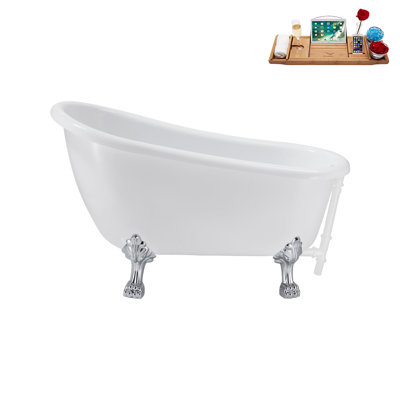 53.1'' x 25.6'' Freestanding Soaking Acrylic Bathtub