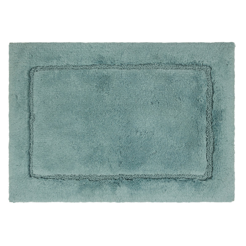 Kalb Solid Cotton Non Slip Machine Washable Bath Rug, Glacier, 17" W x 24" L