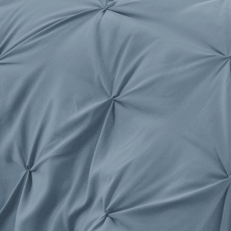 Bedsure Queen Burgundy Pintuck Bed-in-a-Bag - Mineral Blue Pinch Pleat Comforter Set with Sheets, Pillowcases & Shams (Set of 7)