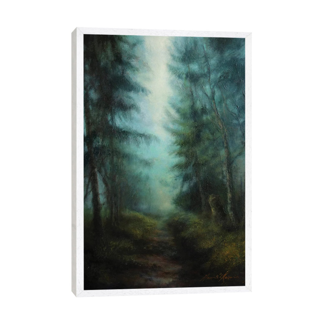 Light Mists Through Trees - Tree Shadow At Grisedale Forest von Hannah Kerwin - Galerie-umwickelte Leinwand Giclée