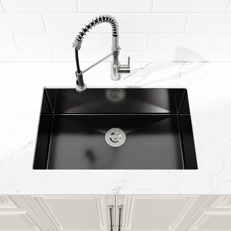 Modern 304 Stainless Steel Undermount Kitchen Sink 30" X 19" - Black Single Bowl Workstation With Drain Handmade For Efficient And Hygienic Use