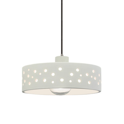 Luminaire suspendu 1 lumière Coady - Blanc mat - Chrome poli - DEL dédiée - Cordon noir
