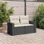  Canapé de jardin modulaire PE en rotin noir et crème 2 places