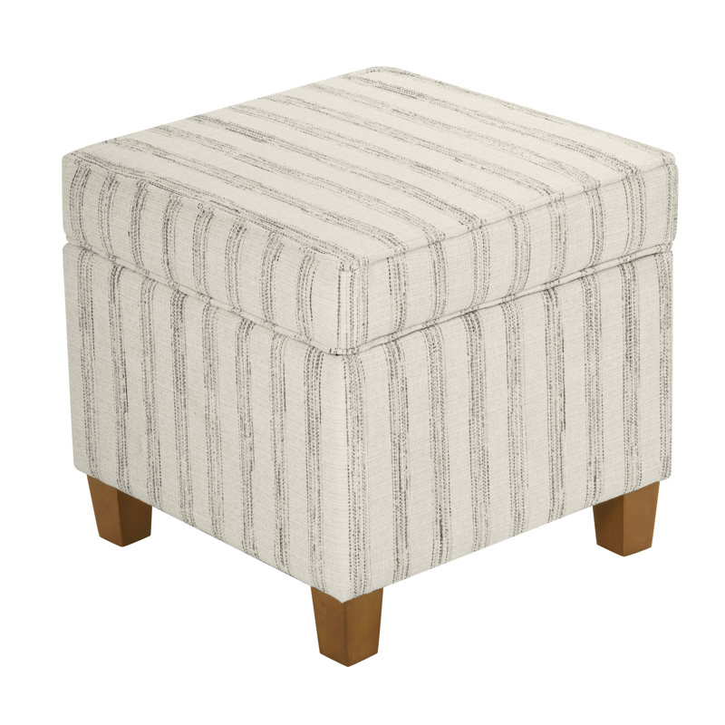 Repose-pieds carré avec rangement 17,5 "Asha, Grey/Cream Stripe