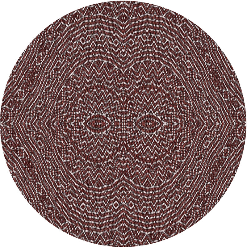Tapis décoratif brune à motifs, Rond 8 pi