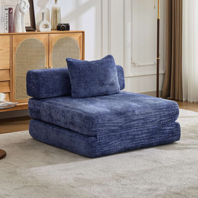 Canapé à compression, canapé-lit convertible au sol avec structure de forme fixe, canapé modulaire à assise simple sans os, sans assemblage requis, tissu chenille, pour la chambre à coucher du salon