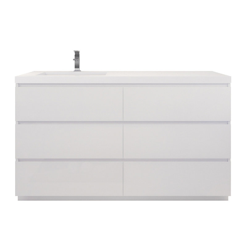 Ensemble de meuble-lavabo simple 60 po Hardy, Blanc ultrabrillant