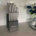 Hampton Forge Fuji 15-Piece Cutlery Set - Includes 8" Chef Knife, Steak Knives, Shears & Block, White Handles