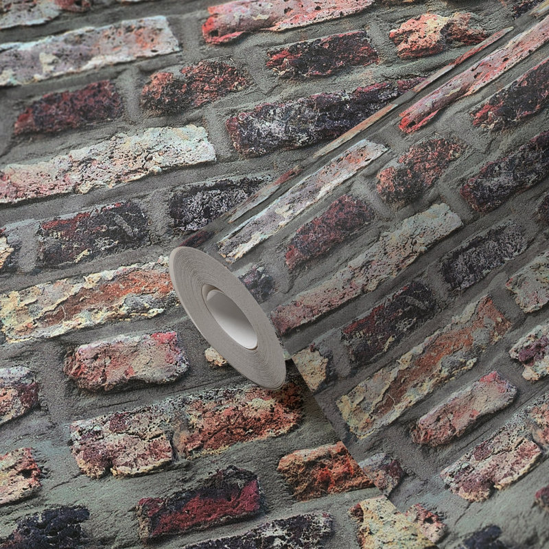 Bricks and More Collection Brickshire Residents Wallpaper Roll, Brown