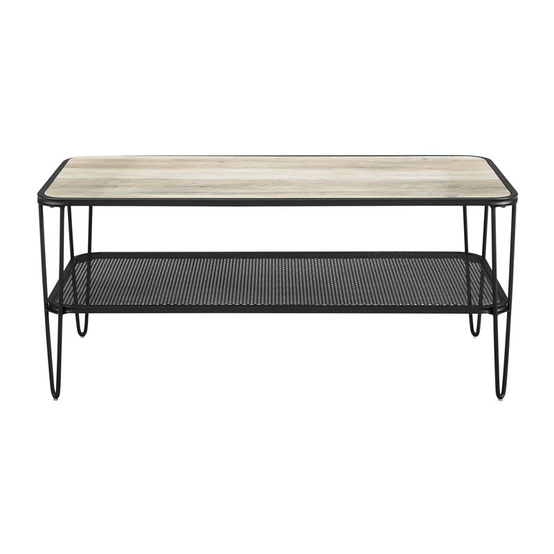 Ackerson Four Leg Coffee Table with Storage, Grey Wash