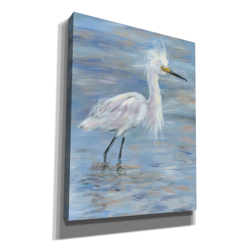 «Egret» par Pam Britton, art mural sur toile, H 34 po x l 26 po x P 1,5 po