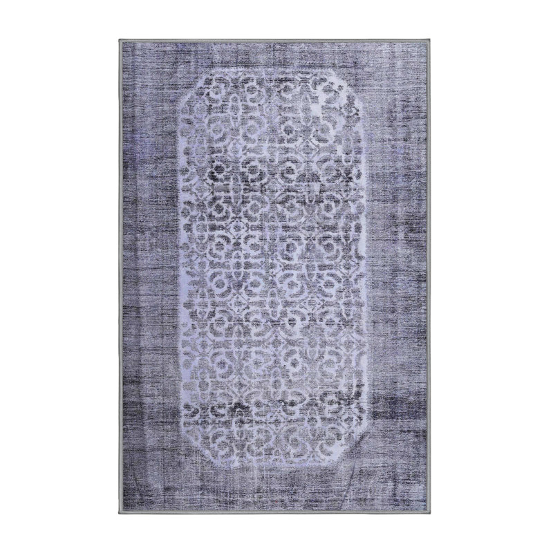 Tapis contemporain bleu, Rectangle 2 pi x 5 pi