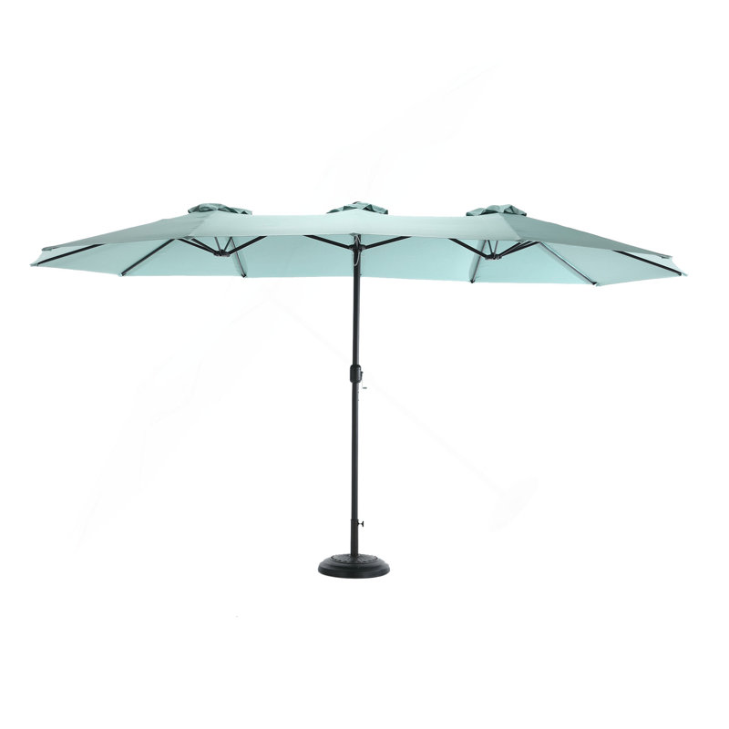 Grand parasol d'extérieur double face 14,8 pi avec manivelle (sans base), Vert clair