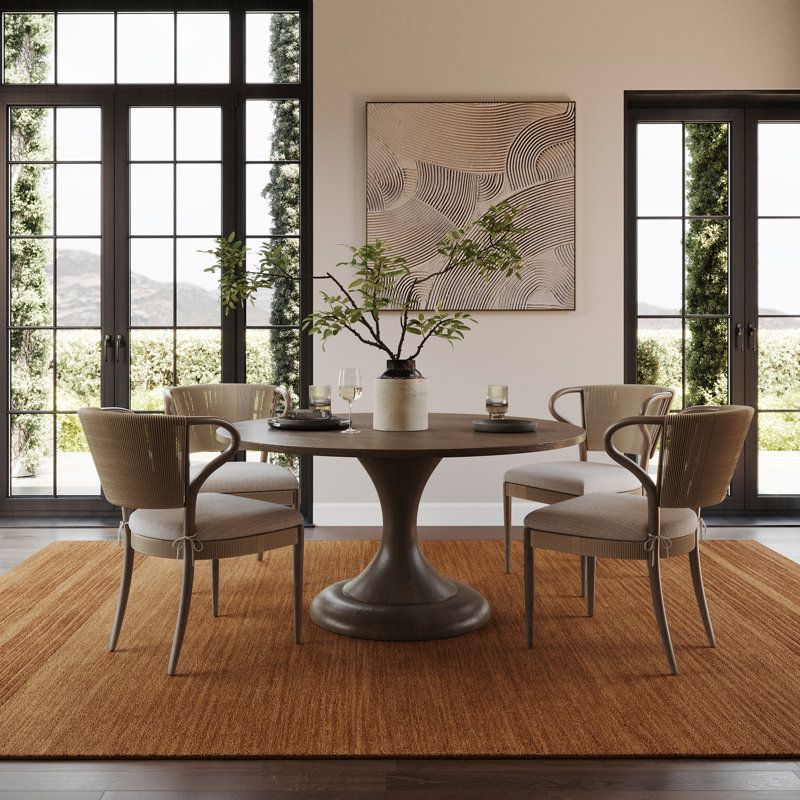 Cotina Modern Bordered Handmade Wool Rug, Rectangle 6' x 9'