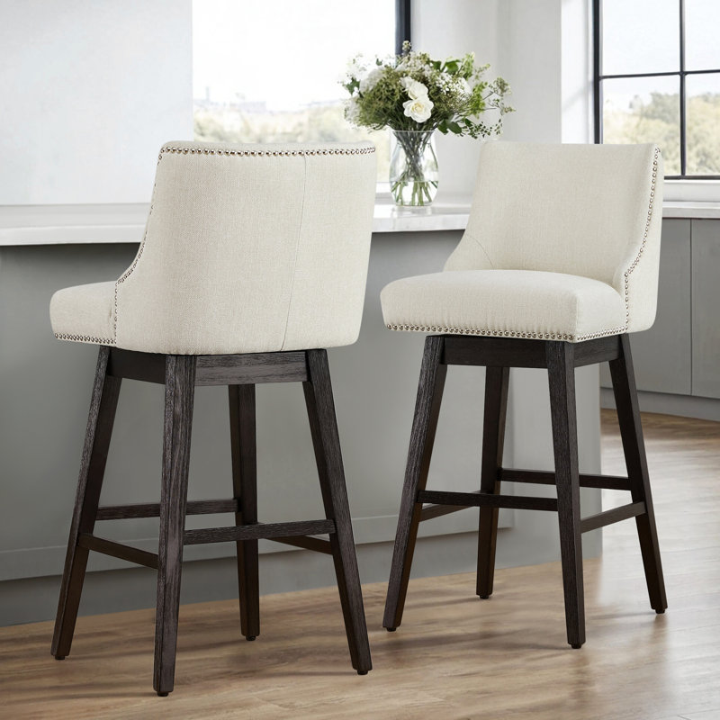 Tabouret de bar et de comptoir Arvelle, Lin, Tabouret de comptoir (siège d'une hauteur de 26 p