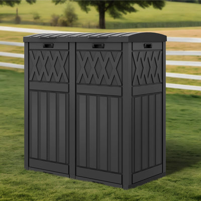 Plastic Manual Lift Outdoor Trash/Recycling Bins - 61 Gallons