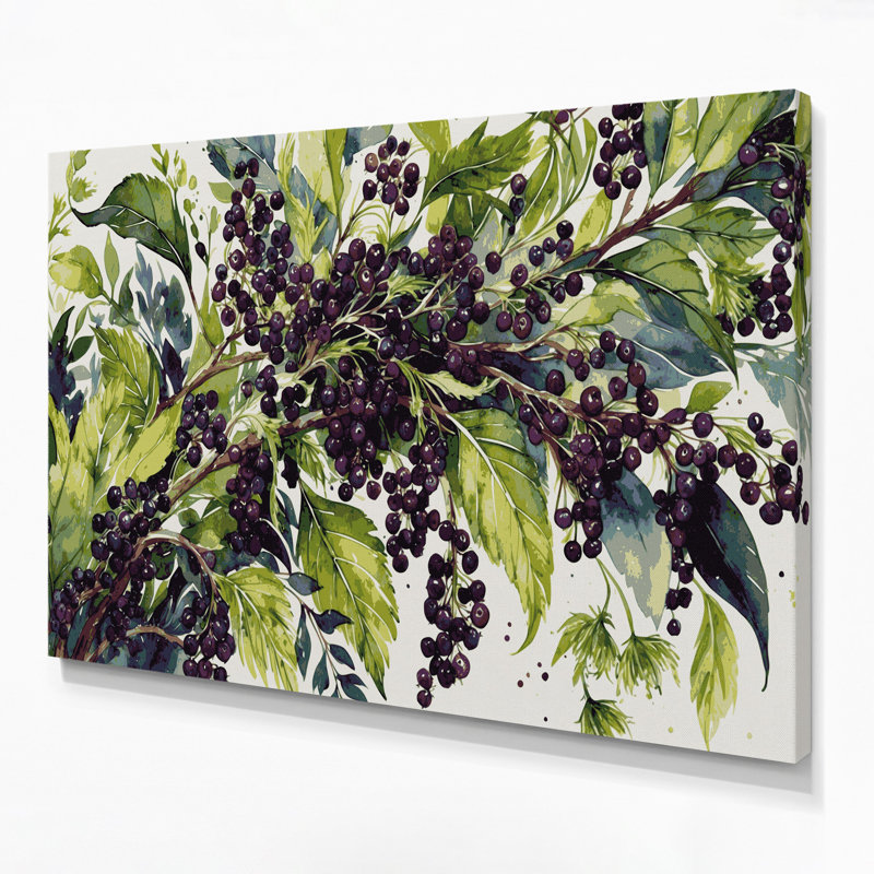 Art mural sur toile vert botanique sureau, H 11 po x l 14 po