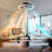 FIMEI 20" 360° Oscillating Flush Mount Modern Ceiling Fan with Dimmable LED Light Kit,RC,Reversible Blades,6 Speeds