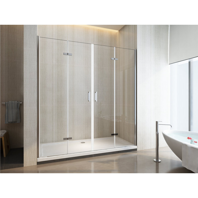Geralene 6 mm Wall-to-Wall 4-Panel Bi-Fold Shower Door, 128-131.5 cm, H 190 cm