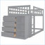 Lit superposé simple au-dessus de simple avec 4 tiroirs 3 tablettes - aucun sommier nécessaire gris pour les pièces communes