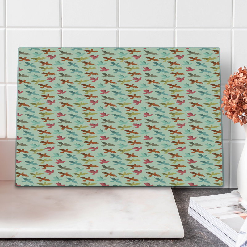 Ambesonne Bird Cutting Board Large Size Animals Symbolizing Freedom Eggshell and Multicolor