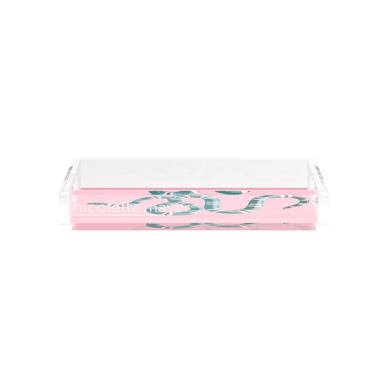 Serpent Acrylic Rectangle Decorative Tray, Pink, 12.5"W x 7.75"D x 2"H