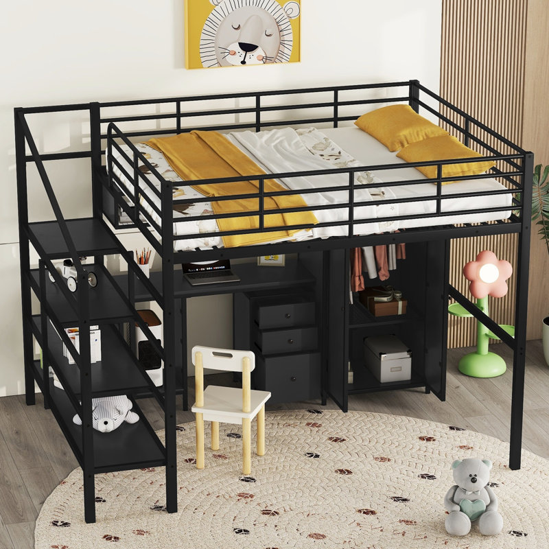 Loft Bed With Desk, Drawers And Wardrobe
