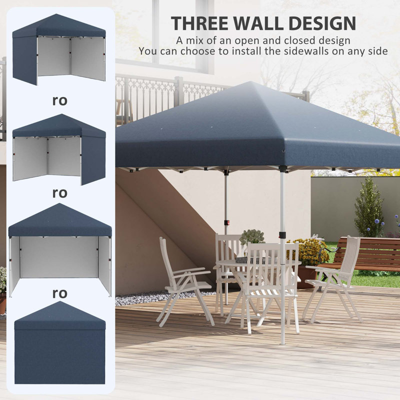 Outsunny 10' X 10' Pop Up Canopy Tent With 3 Sidewalls, Leg Weight Bags And Carry Bag, Height Adjustable, Instant Party Tent Event Shelter Gazebo For Garden, Patio