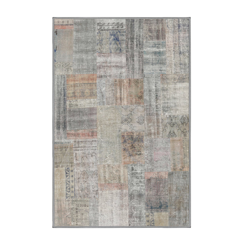Tapis beige/gris contemporain, Rectangle 4 pi x 6 pi