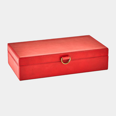 Boîte à bagues en cuir marbré Edwin - rouge foncé H 3 po x l 8 po x P 13 po