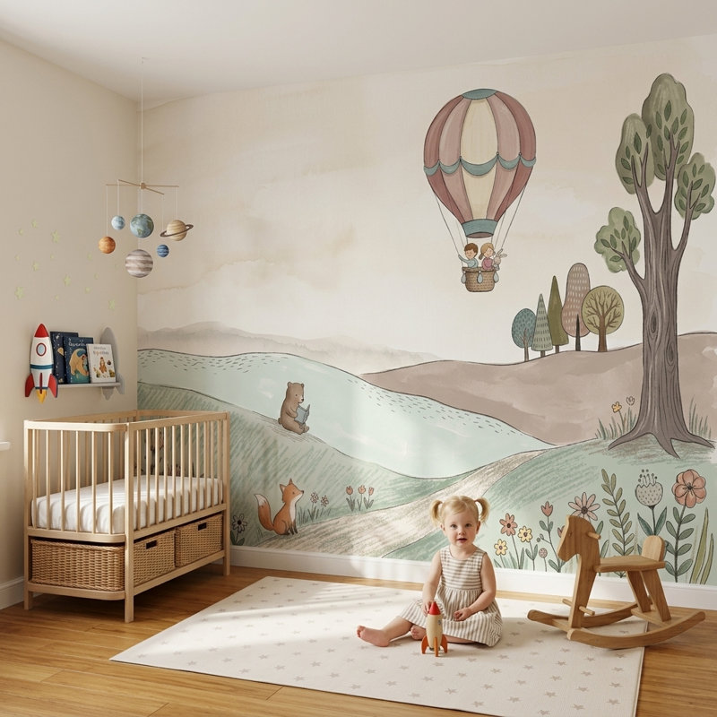 Décoration murale amovible pour chambre d'enfant, Non tissé, 140 po x 108 po