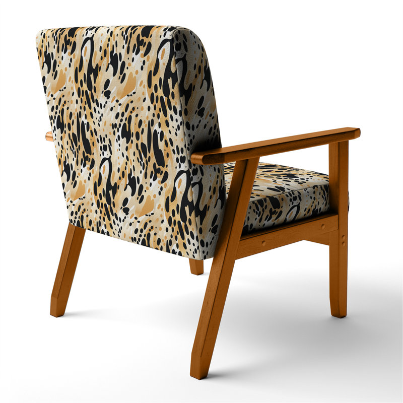 Fauteuil d'appoint rembourré Feline Grace Cheetah Print, Accoudoirs carrés bruns