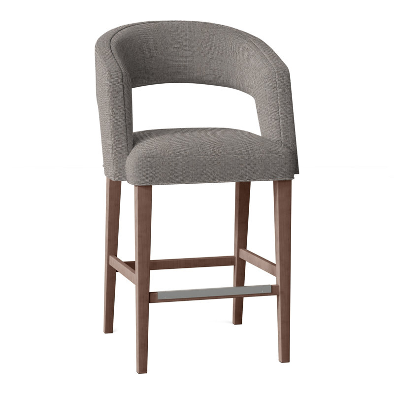 Bryant Upholstered Stool with Solid Wood Frame, Walnut, Perigold Willa Bark