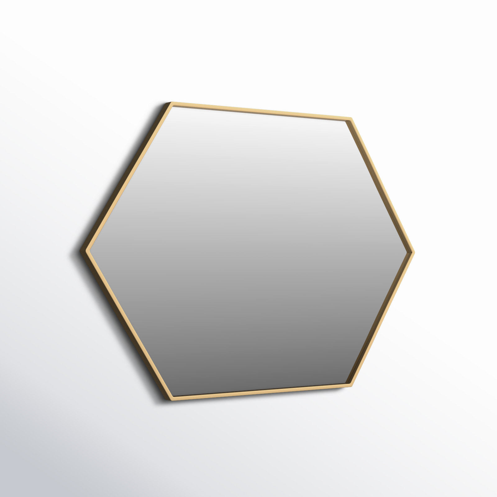 Sabine Metal Hexagon Wall Mirror, 34" H x 24" W, Brass