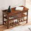 Banc à langer tout en bois brun avec étagère de rangement