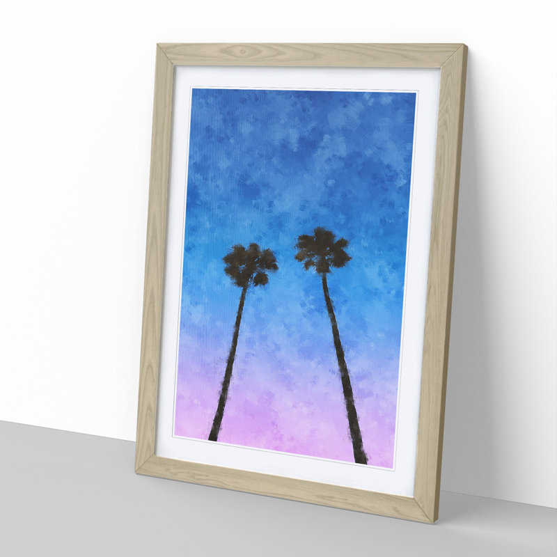 Two Palm Trees - Framed Print, 48cm H x 36cm W x 2cm D, Oak Framed