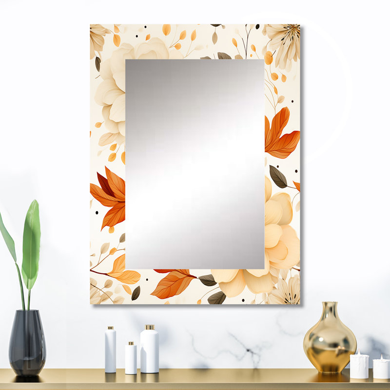 Earthy Mandala Boho Pattern - Floral Mirror Wall Decor, 32" x 24"