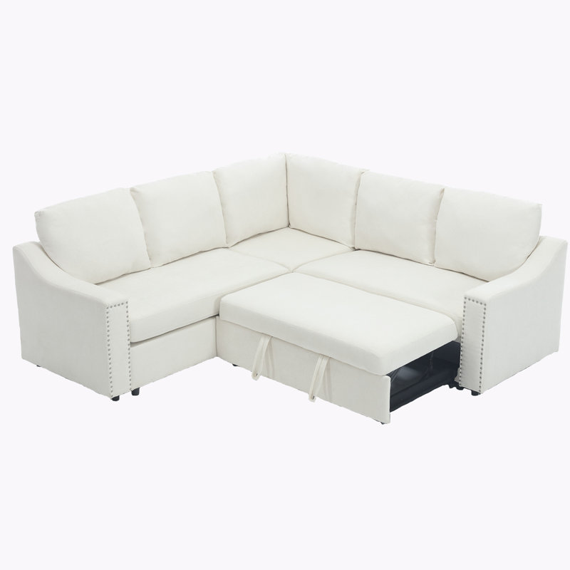 Idalmis 81.5'' Upholstered Sleeper Sofa, Beige Chenille