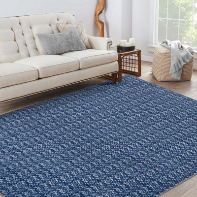 Washable  Area Rug Baby Room Contemporary Boho Non-Slip Low Pile Stain-Resistant No-Shedding Easy-Clean Modern Blue Dorm Home Office
