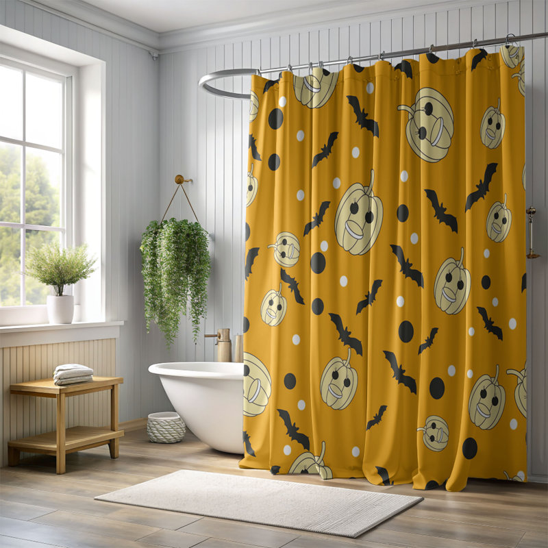 Golden Halloween - Rideau de douche Premium, H 74 po x l 71 po