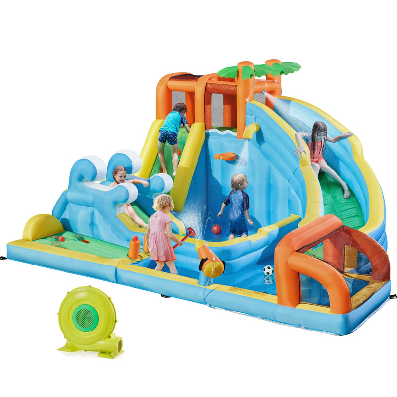 Toboggan gonflable 10-en-1 à double couloir avec souffleur 750W et jouets