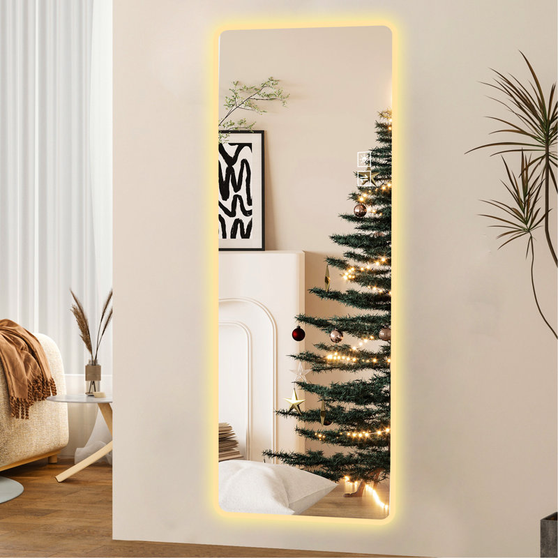 Miroir pleine longueur à DEL 65 po x 21 po - pour le salon, verre transparent, gradation 2 couleurs et gradation 65 po x 21 po, corrosion