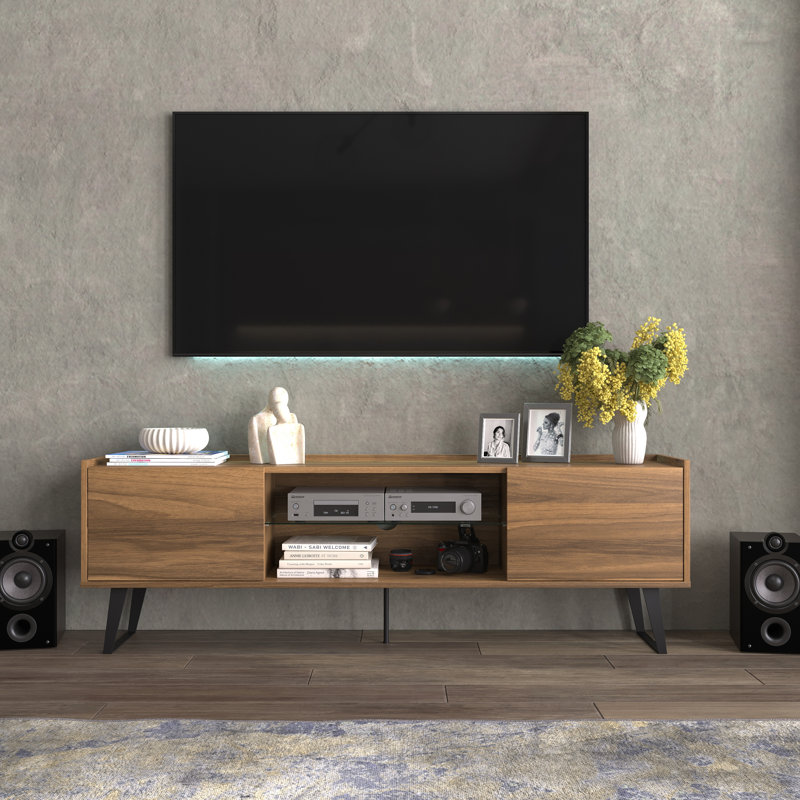 Mohseena Wood TV Stand for TVs up to 80" , Brown