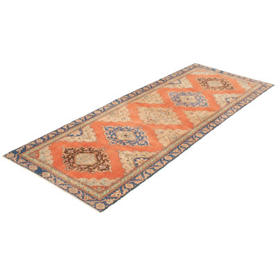 Tapis de bois one-of-kind à la main-noué la 1990 anatolian cuivre foncé 4 pi 3 po x 11 pi 3 po Soundwell