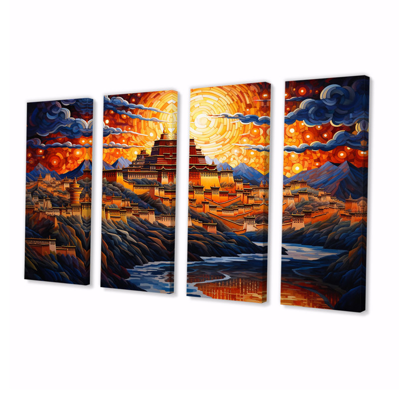 Bretta - Art mural pour bâtiments de ville, 4 pièces, H 28 po x l 48 po