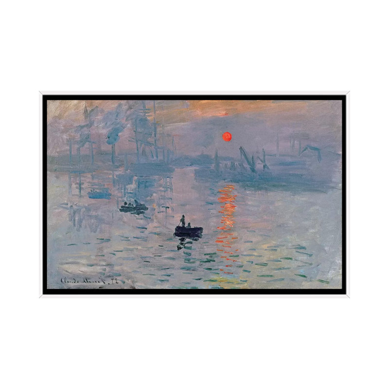 Impression: Sunrise, 1872 by Claude Monet - Painting on Canvas, 66.04 cm H x 45.72 cm W, White Framed