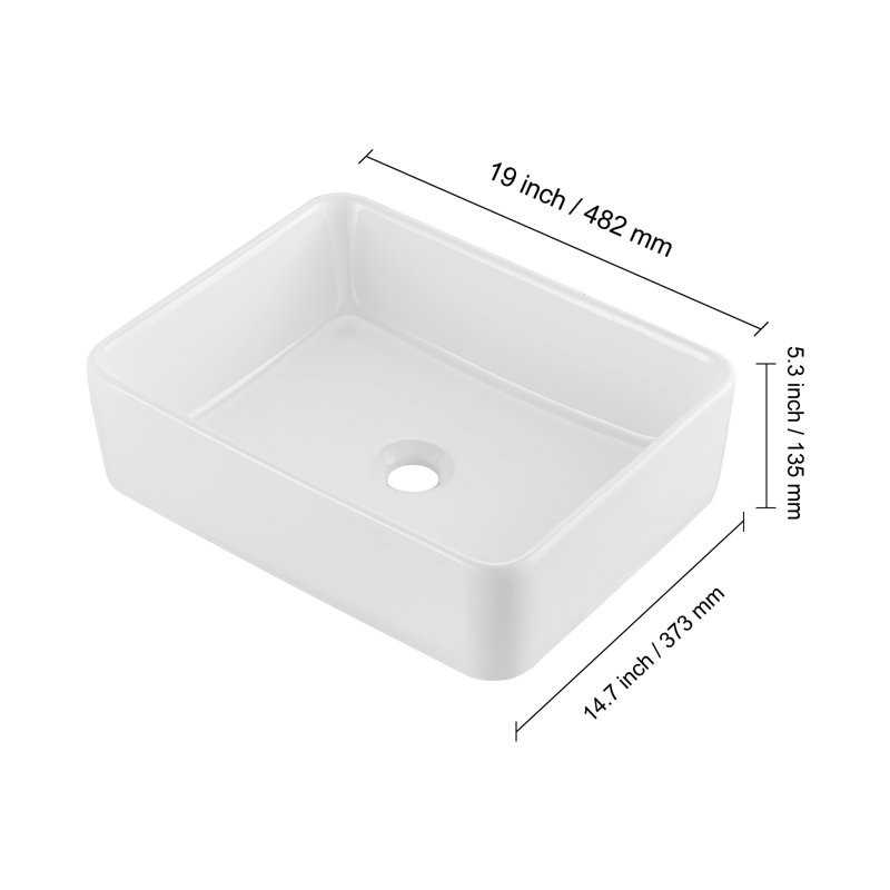 VEVOR 55.9mm W White Ceramic Sink