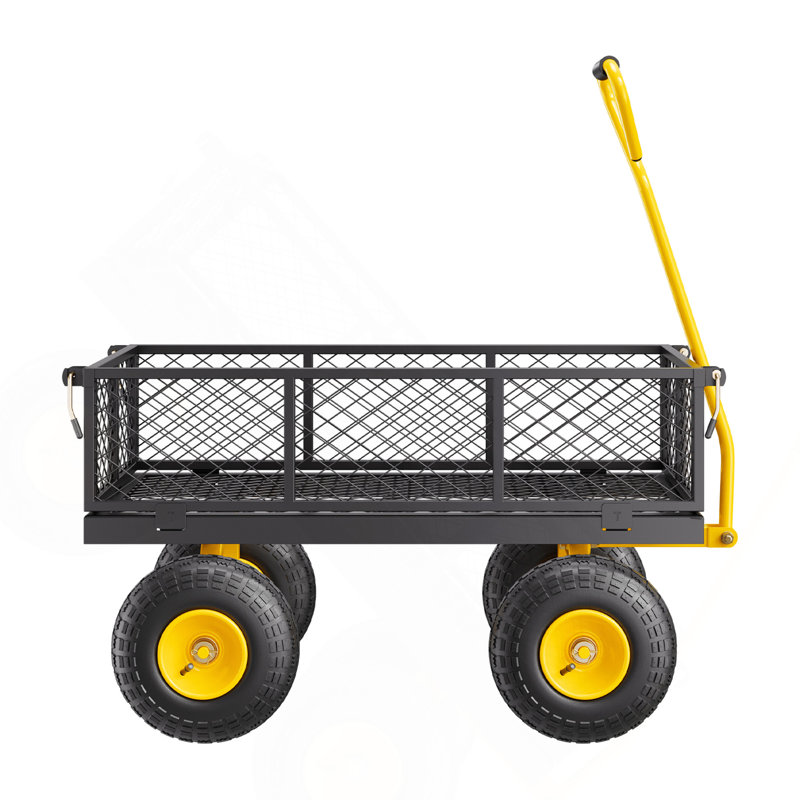 Chariot de jardin en acier 500 lb, chariot extractible robuste avec roues