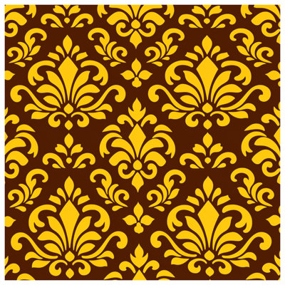 Édredon jaune à motif damassé brun