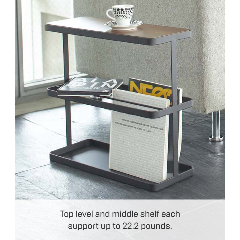 SlimFit Dark Brown Wood and Black Metal Narrow Side Table with Storage